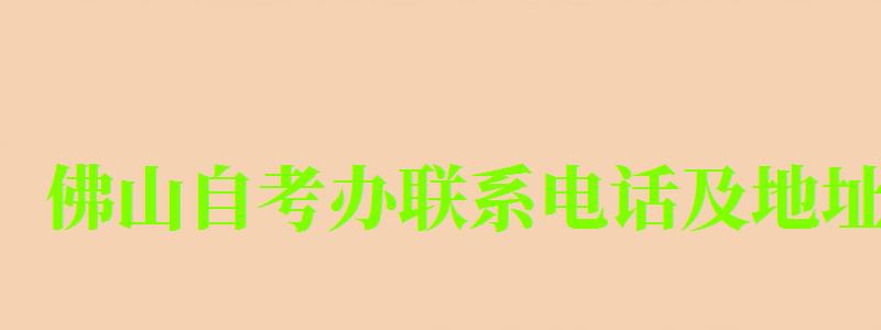 佛山自考辦聯系電話及地址