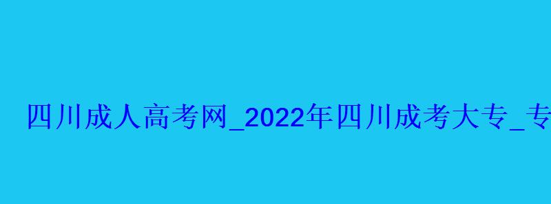 四川成人高考網_2022年四川成考大專_專升本報名招生平臺