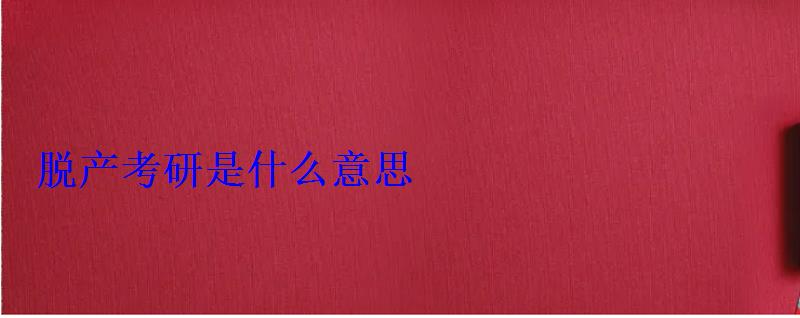 脫產考研是什么意思 脫產考研是什么意思