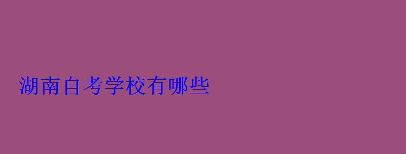 湖南自考學校有哪些 湖南自考學校有哪些