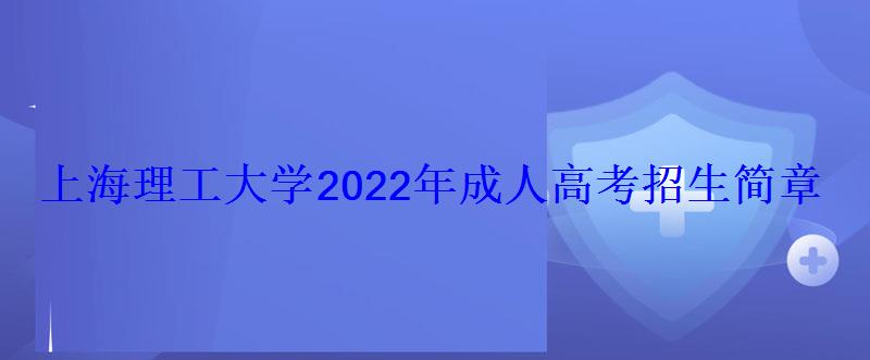 上海理工大學2022年成人高考招生簡章