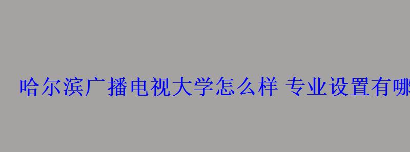 哈爾濱廣播電視大學怎么樣專業設置有哪些 哈爾濱廣播電視大學怎么樣專業設置有哪些