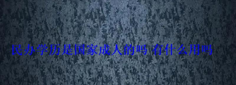 民辦學(xué)歷是國家成人的嗎有什么用嗎