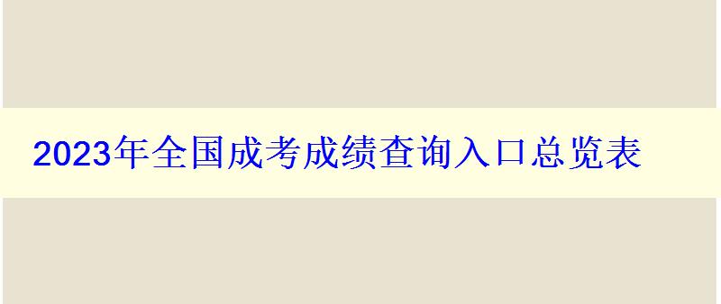 2023年全國(guó)成考成績(jī)查詢?nèi)肟诳傆[表