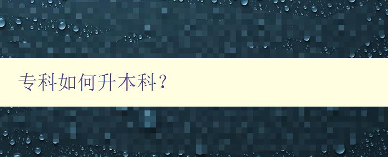專科如何升本科? 詳細解析升本科的方法與步驟 專科如何升本科? 詳細解析升本科的方法與步驟
