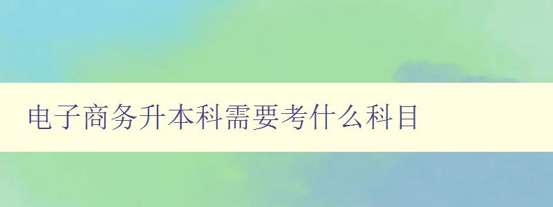 電子商務升本科需要考什么科目 電子商務升本科需要考什么科目