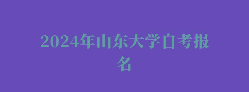 2024年山東大學自考報名 2024年山東大學自考報名