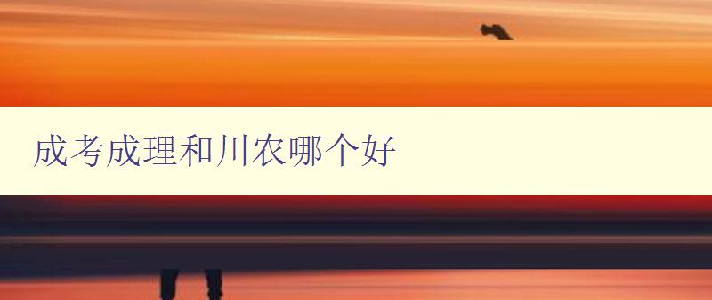 成考成理和川農哪個好 比較成考成理和川農的優缺點 成考成理和川農哪個好 比較成考成理和川農的優缺點