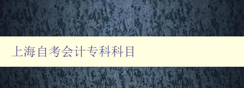 上海自考會計專科科目 詳解上海自考會計專業科目設置 上海自考會計專科科目 詳解上海自考會計專業科目設置