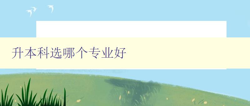 升本科選哪個專業好 升本科選哪個專業好