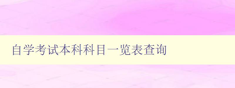 自學考試本科科目一覽表查詢