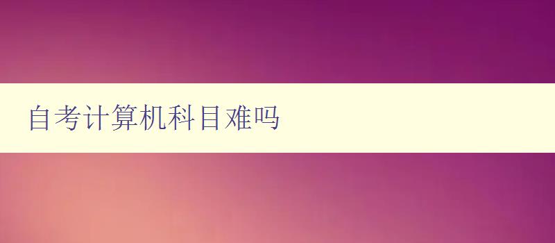 自考計算機科目難嗎 分析自考計算機科目的難度和應對方法 自考計算機科目難嗎 分析自考計算機科目的難度和應對方法