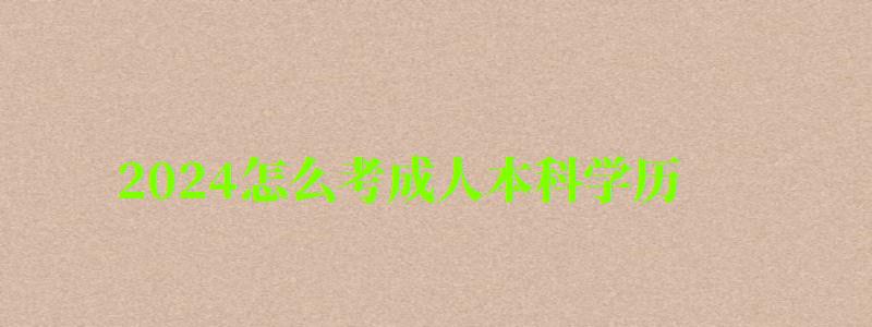 2024怎么考成人本科學(xué)歷