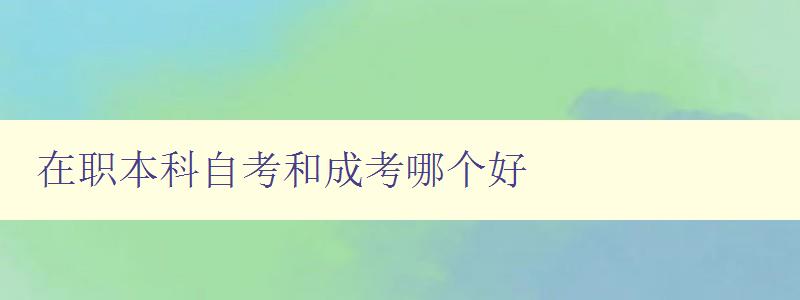 在職本科自考和成考哪個好 選擇合適自己的升學(xué)方式 在職本科自考和成考哪個好 選擇合適自己的升學(xué)方式