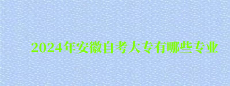 2024年安徽自考大專有哪些專業