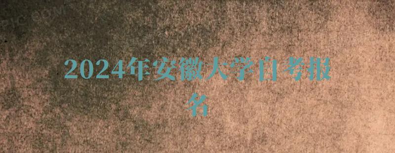 2024年安徽大學自考報名 2024年安徽大學自考報名