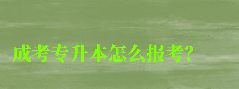 成考專升本怎么報考? 成考專升本怎么報考?