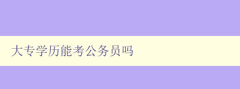 大專學歷能考公務員嗎 大專學歷能考公務員嗎