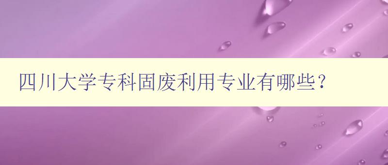 四川大學專科固廢利用專業有哪些? 四川大學專科固廢利用專業有哪些?