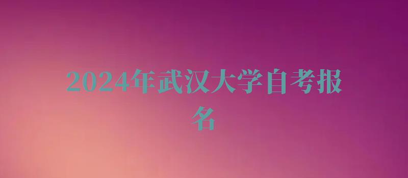 2024年武漢大學(xué)自考報(bào)名 2024年武漢大學(xué)自考報(bào)名