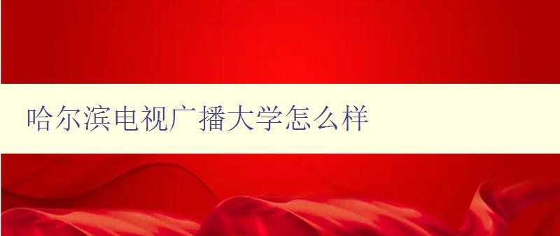 哈爾濱電視廣播大學怎么樣 詳細評測哈爾濱電視廣播大學的教學質量和學習體驗