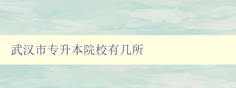 武漢市專升本院校有幾所 詳細介紹武漢市專升本院校 武漢市專升本院校有幾所 詳細介紹武漢市專升本院校