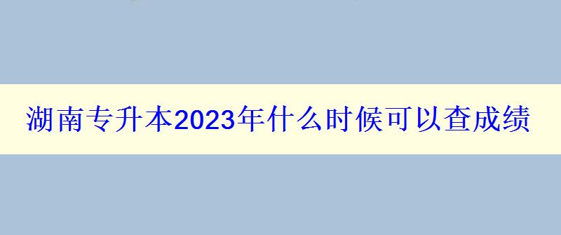 湖南專升本2023年什么時(shí)候可以查成績(jī)