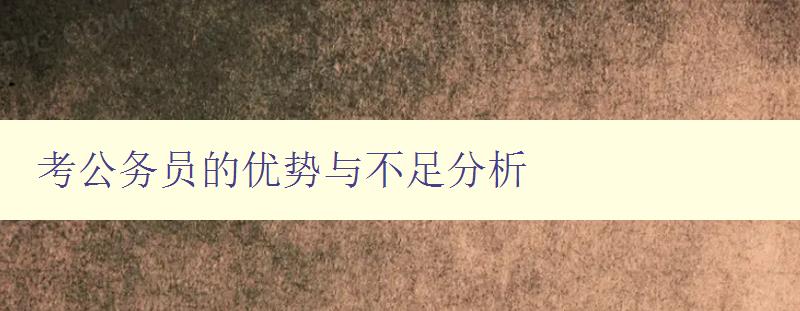 考公務員的優勢與不足分析 職業規劃和就業前景 考公務員的優勢與不足分析 職業規劃和就業前景