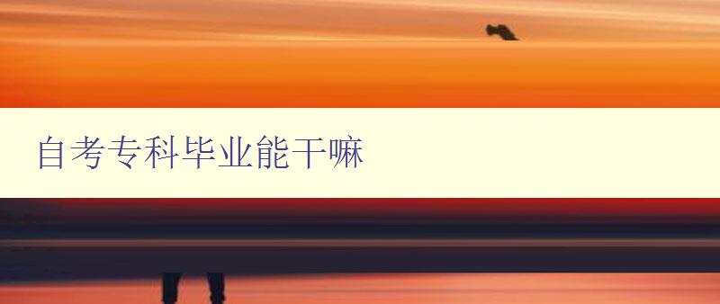 自考??飘厴I(yè)能干嘛 自考??飘厴I(yè)能干嘛