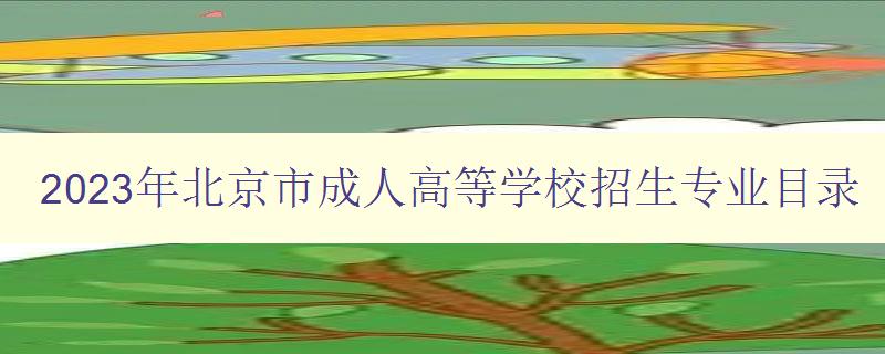 2023年北京市成人高等學校招生專業目錄 2023年北京市成人高等學校招生專業目錄