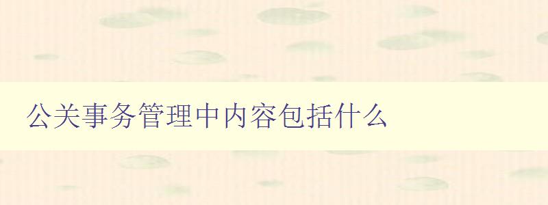 公關事務管理中內容包括什么 公關策略、媒體關系、危機管理等 公關事務管理中內容包括什么 公關策略、媒體關系、危機管理等